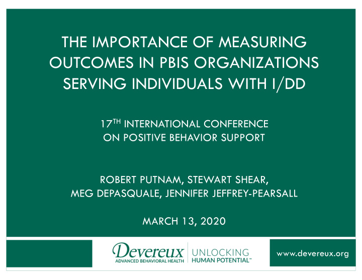 the importance of measuring outcomes in pbis