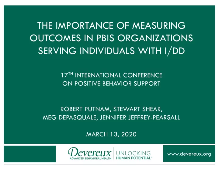 the importance of measuring outcomes in pbis