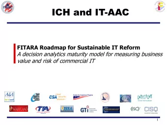 ICH and IT-AAC  FITARA Roadmap for Sustainable IT Reform  A decision analytics maturity model for
