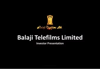 Balaji Telefilms Limited  Investor Presentation  Balaji Telefilms Limited  1  Disclaimer Certain