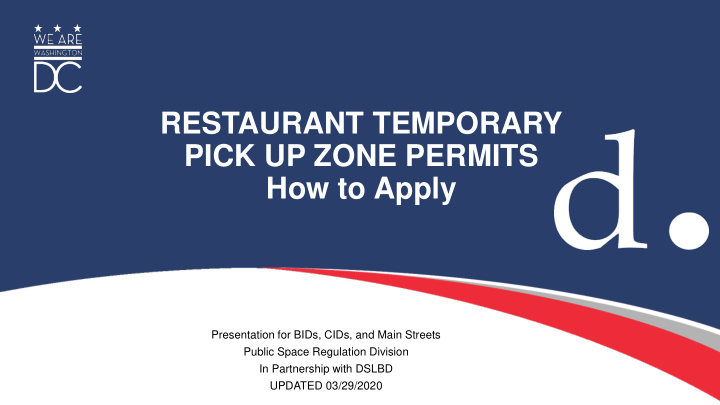 restaurant temporary pick up zone permits how to apply