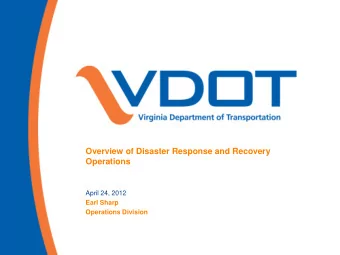 Operations  April 24, 2012  Earl Sharp  Operations Division  Disaster Declarations Overview