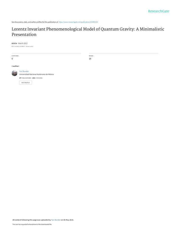 lorentz invariant phenomenological model of quantum