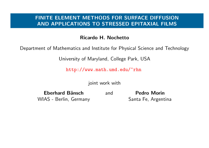 finite element methods for surface diffusion and