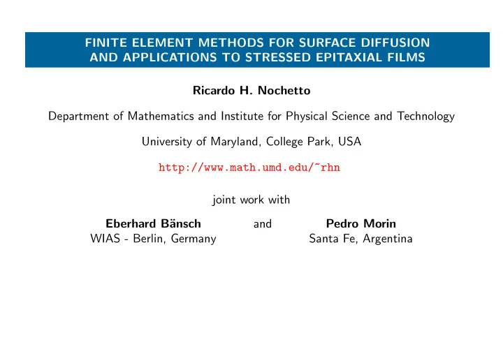 finite element methods for surface diffusion and