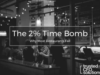 The 2% Time Bomb  Why Most Restaurants Fail  Speakers  Dixie McCurly  Stephen Gross  The 2% Time