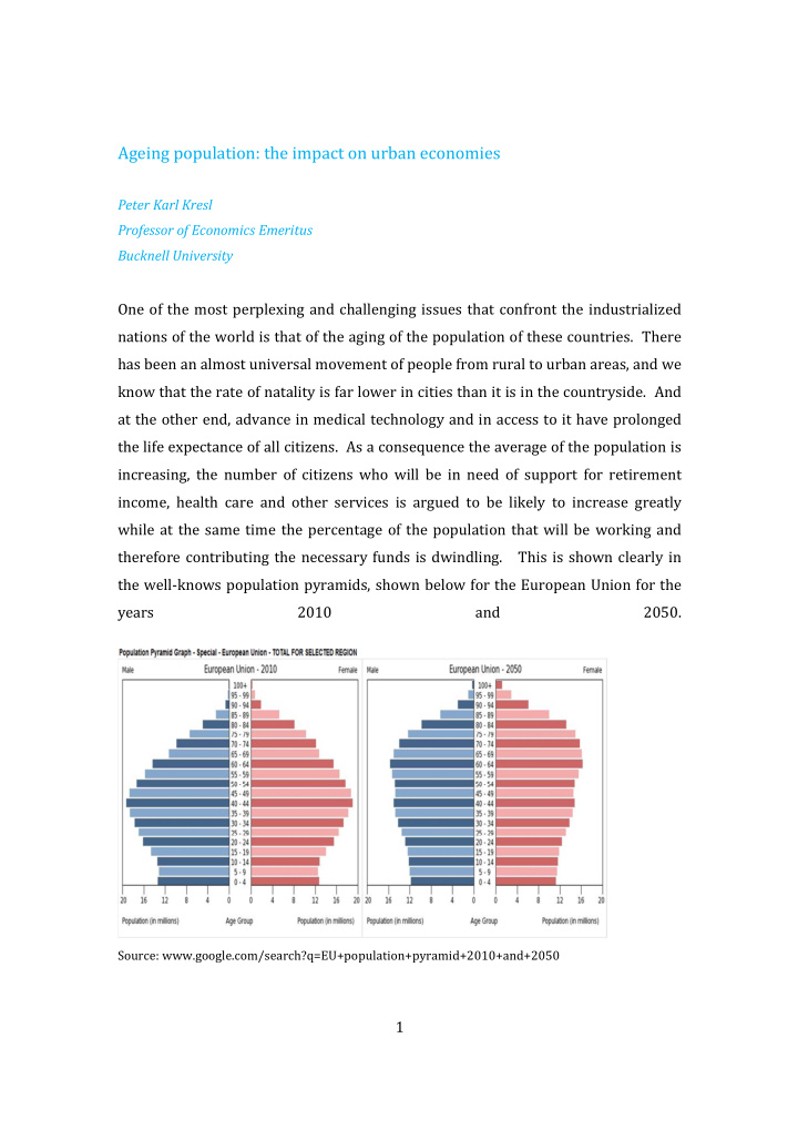 ageing population the impact on urban economies