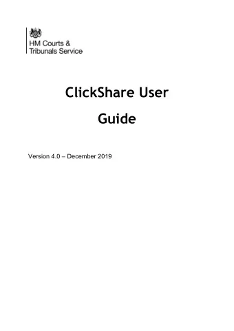 ClickShare User  Guide Version 4.0  December 2019  Contents  Page  Topic 3  Introduction 4