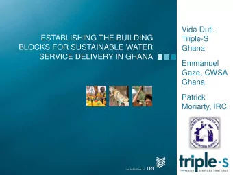 Patrick  Moriarty, IRC  WHAT IS THIS PRESENTATION ABOUT?  A change process being undertaken in