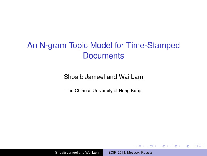 an n gram topic model for time stamped documents