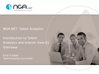 Introduction to Talent  Analytics and Interim View 01  Overview  Erich OSaben  Talent Analytics