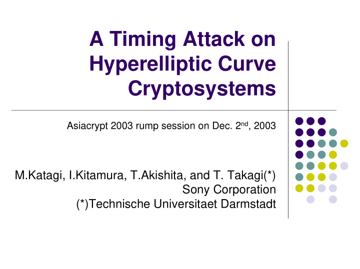 a timing attack on hyperelliptic curve cryptosystems