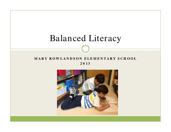 balanced literacy balanced literacy