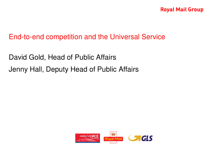 end to end competition and the universal service david