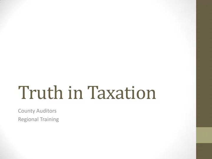 truth in taxation