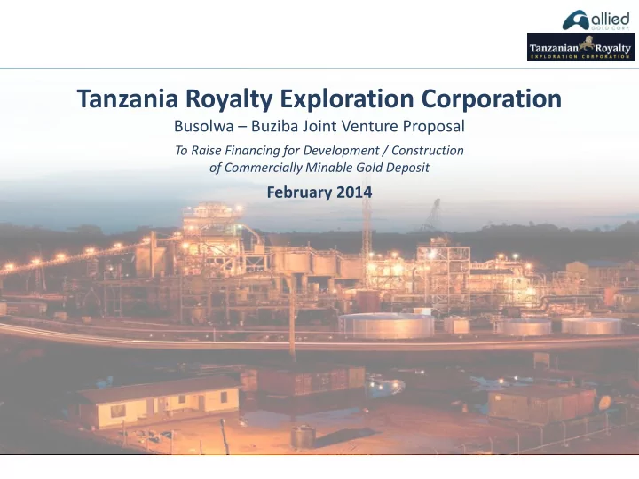 tanzania royalty exploration corporation