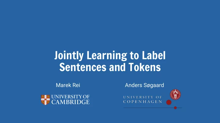jointly learning to label sentences and tokens