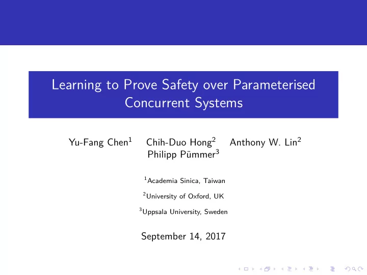 learning to prove safety over parameterised concurrent