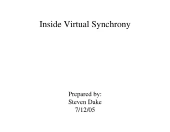 Inside Virtual Synchrony  Prepared by:  Steven Dake  7/12/05  Definitions  Group Messaging