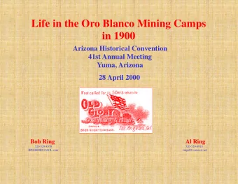Life in the Oro Blanco Mining Camps in 1900  Arizona Historical Convention  41st Annual Meeting