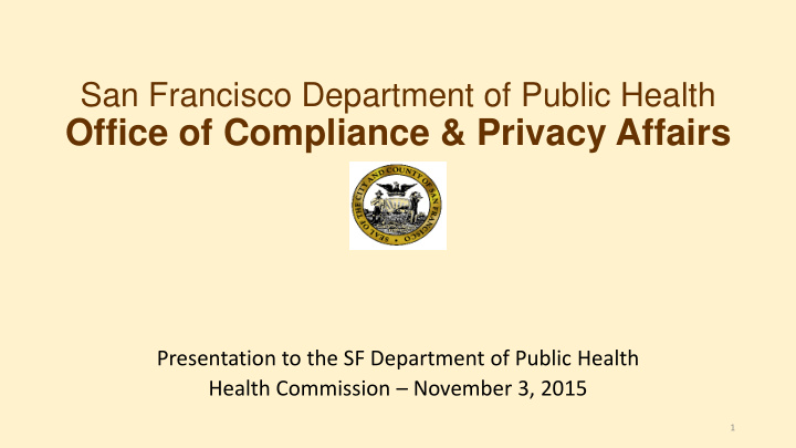 office of compliance privacy affairs