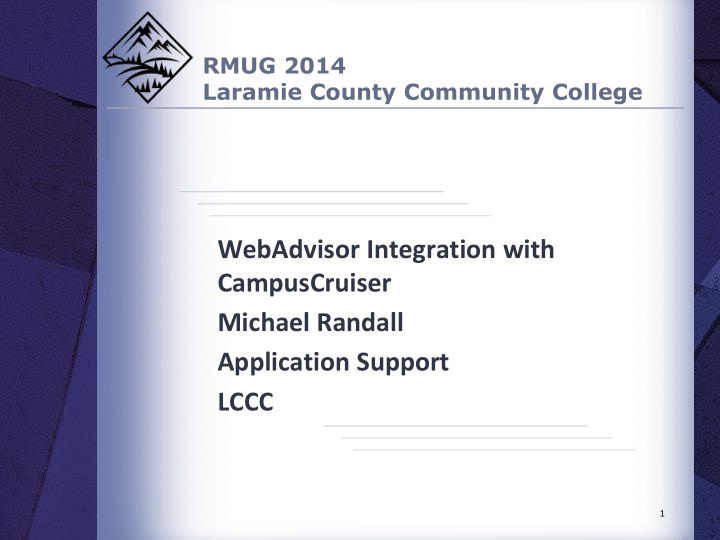 webadvisor integration with campuscruiser michael randall