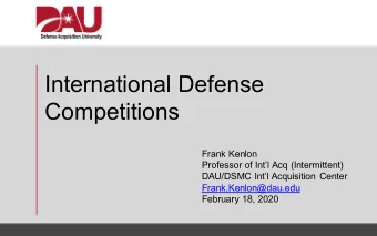 International Defense  Competitions  Frank Kenlon  Professor of Intl Acq (Intermittent)