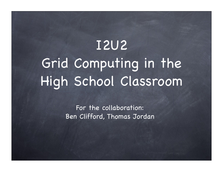 i2u2 grid computing in the high school classroom