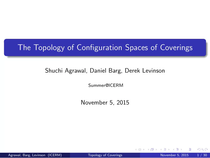 the topology of configuration spaces of coverings