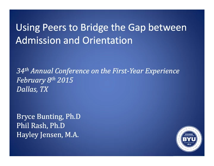 using peers to bridge the gap between using peers to