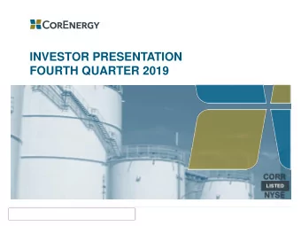 FOURTH QUARTER 2019  1  Disclaimer  This presentation contains certain statements that may include