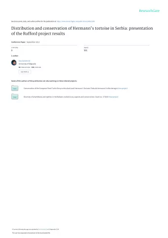 Distribution and conservation of Hermann's tortoise in Serbia: presentation  of the Rufford project