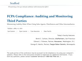 Third Parties  Minimizing Liability Risks When Using Sales Agents, Distributors and Other