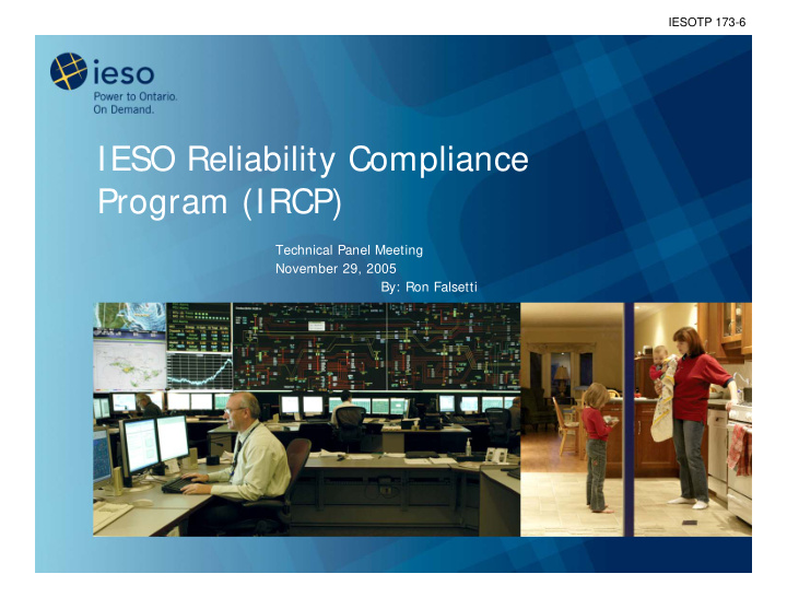 ieso reliability compliance program ircp