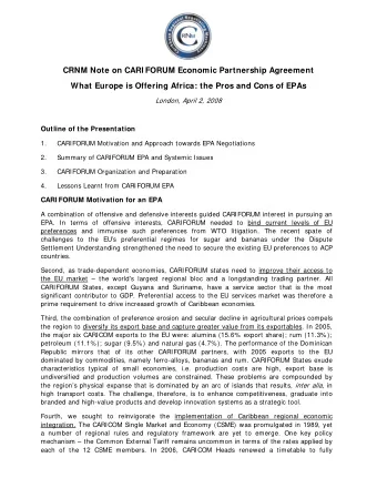 CRNM Note on CARI FORUM Economic Partnership Agreement  What Europe is Offering Africa: the Pros