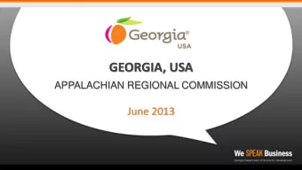 GEORGIA, USA  APPALACHIAN REGIONAL COMMISSION  June 2013  GEORGIA INTERNATIONAL SNAPSHOT  Georgia