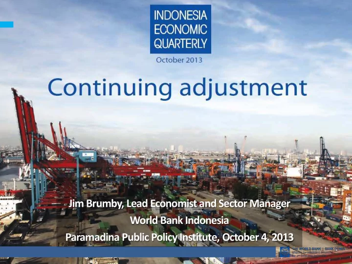 jim brumby lead economist and sector manager world bank