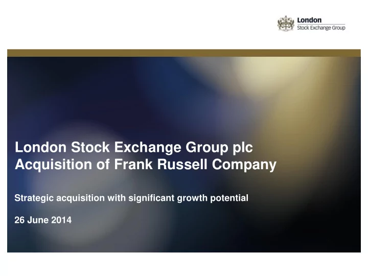strategic acquisition with significant growth potential