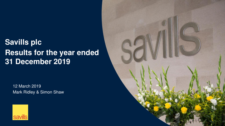 savills plc results for the year ended 31 december 2019