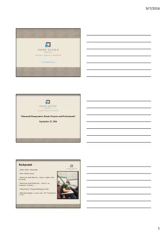 9/7/2016  1  Financial Management: Bonds, Projects and Professionals  September 15, 2016  2