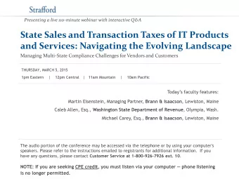 State Sales and Transaction Taxes of IT Products  and Services: Navigating the Evolving Landscape