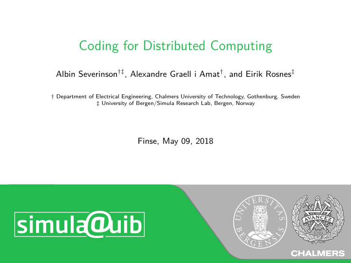 coding for distributed computing
