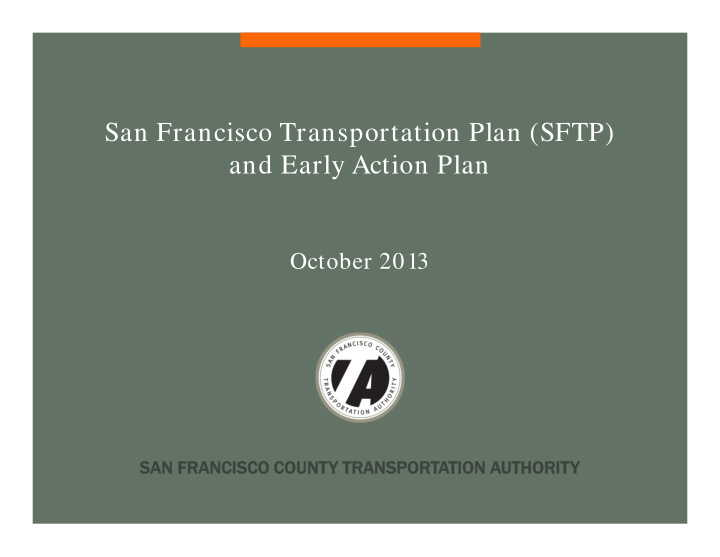 san francisco transportation plan sftp and early action
