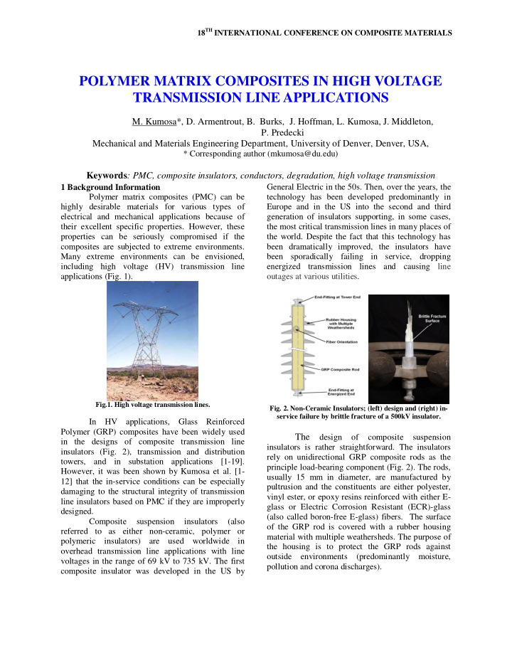 polymer matrix composites in high voltage transmission