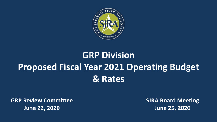 grp division proposed fiscal year 2021 operating budget