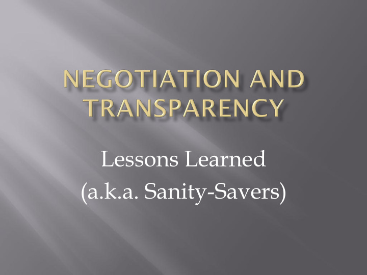 lessons learned a k a sanity savers excellence discount