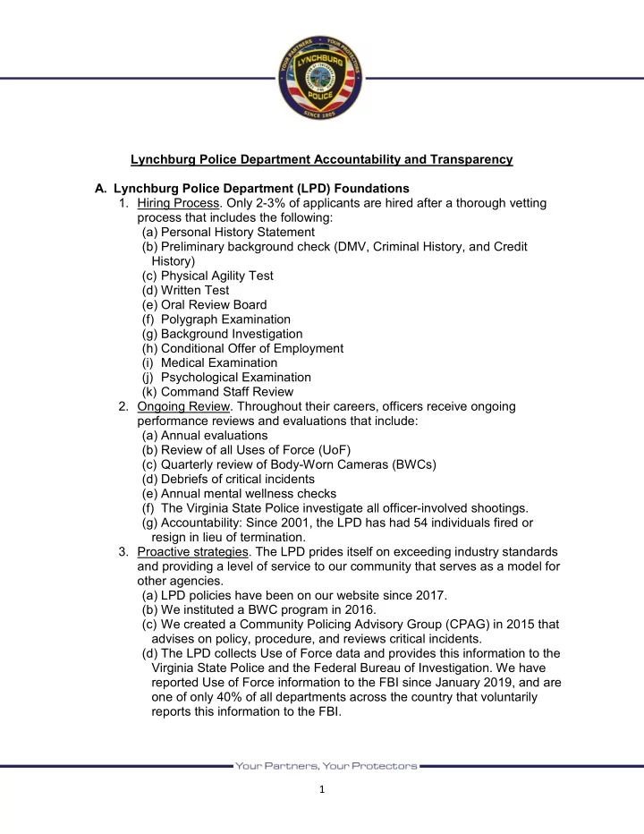 lynchburg police department accountability and