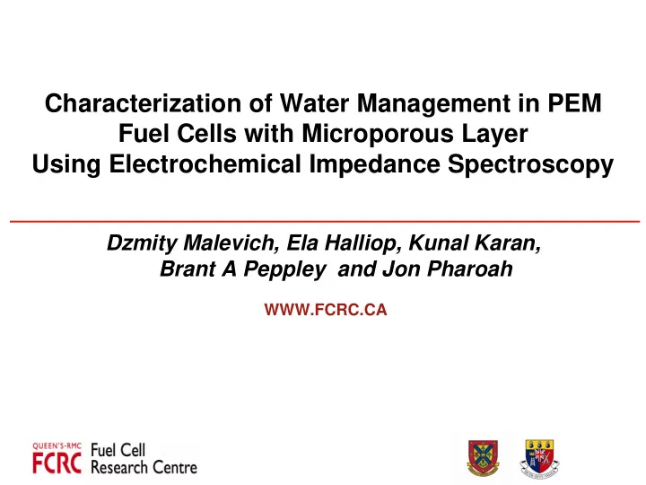 characterization of water management in pem fuel cells