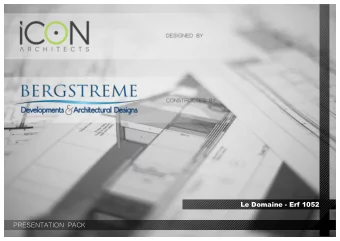 PRESENTATION PACK  Le Domaine - Erf 1052  DESCRIPTION &amp; INDEX  Sanware Schedule   Open plan