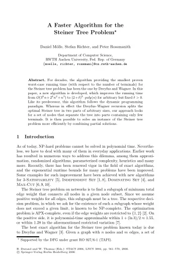 A Faster Algorithm for the Steiner Tree Problem   Daniel M  olle, Stefan Richter, and Peter